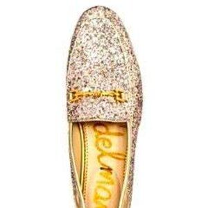 Sam Edelman Festive Gold Glitter Loafers